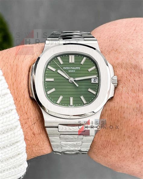 patek philippe nautilus green face|patek philippe nautilus 5711 price.